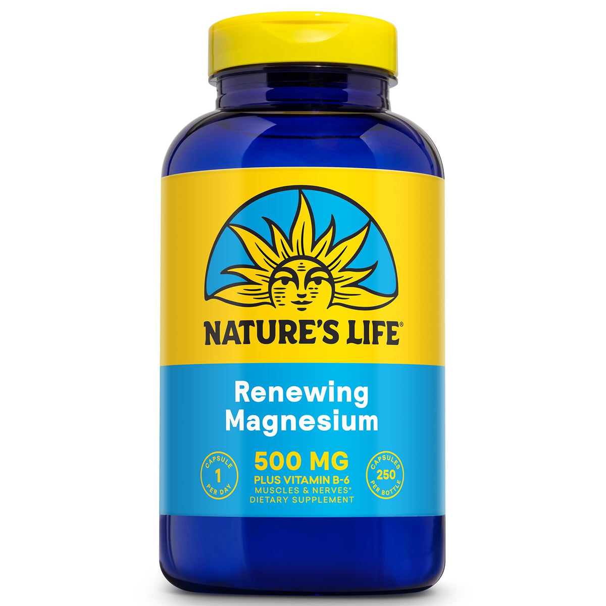 Nature's Life magnésium 500 mg - bouteille: soutien musculaire et nerveux quotidien.