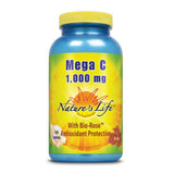 Nature's Life Mega C 1 000, bouteille, soutien des tissus et énergie naturelle.