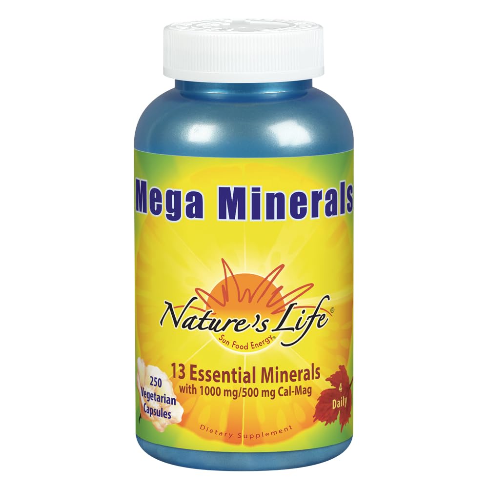 Nature's Life Mega Minéraux: bouteille et emballage, accès rapide à une nutrition complète.