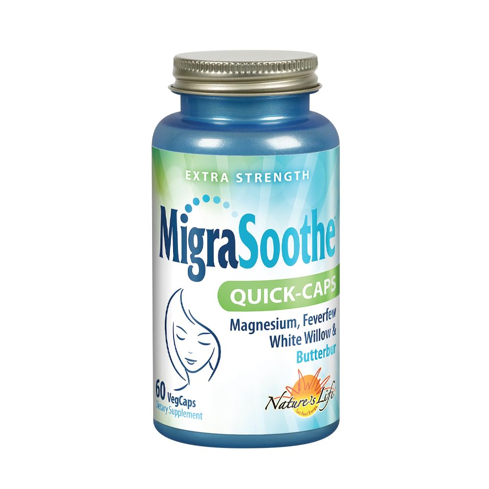 Nature's Life MigraSoothe – bouteille vue de face, soutien potentiel du confort quotidien.
