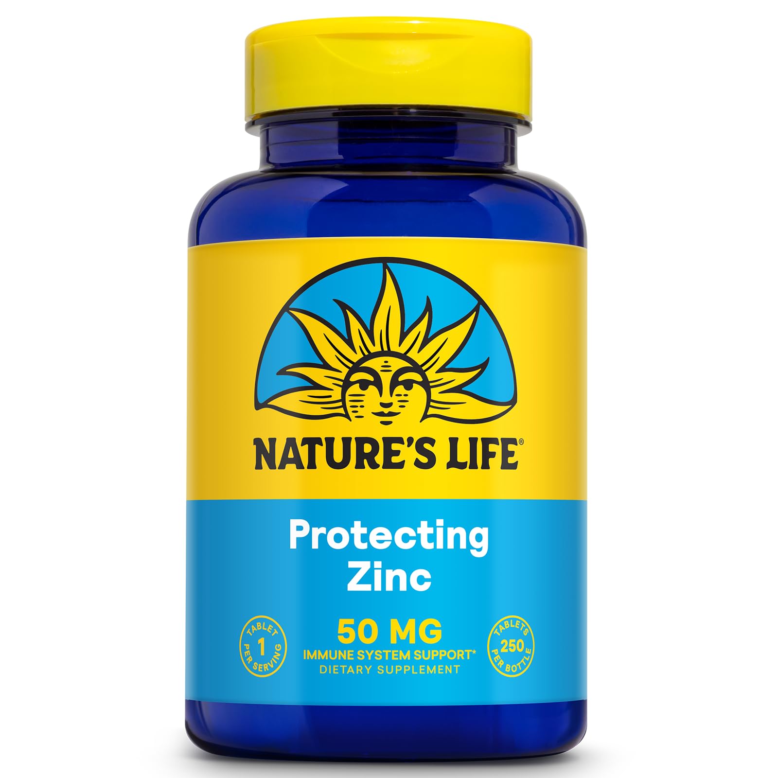 Nature's Life Protecting Zinc 50 mg avec cuivre – bouteille illustrant le soutien immunitaire potentiel