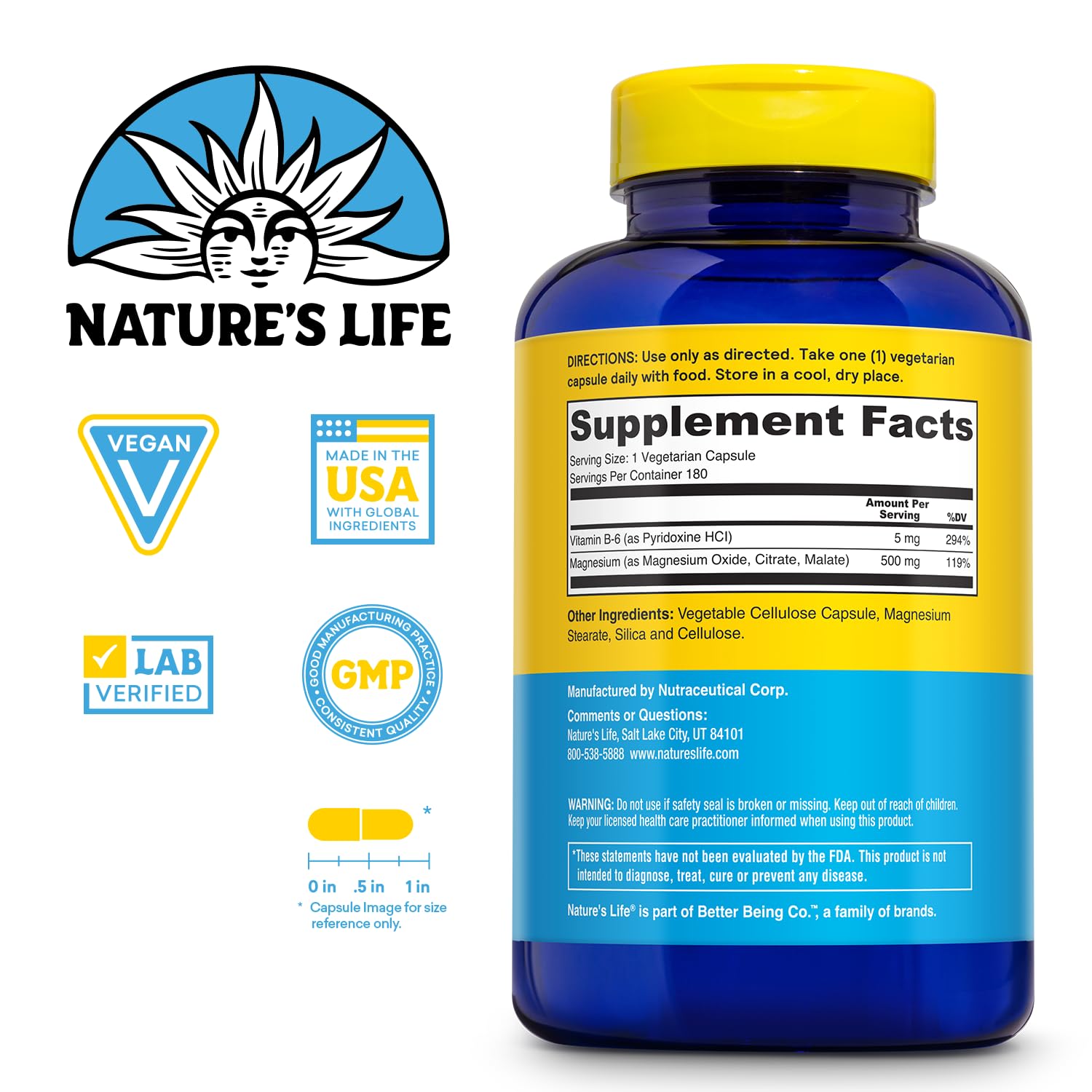Nature's Life Renewing Magnesium 500 mg – capsules vertes et dosage pratique