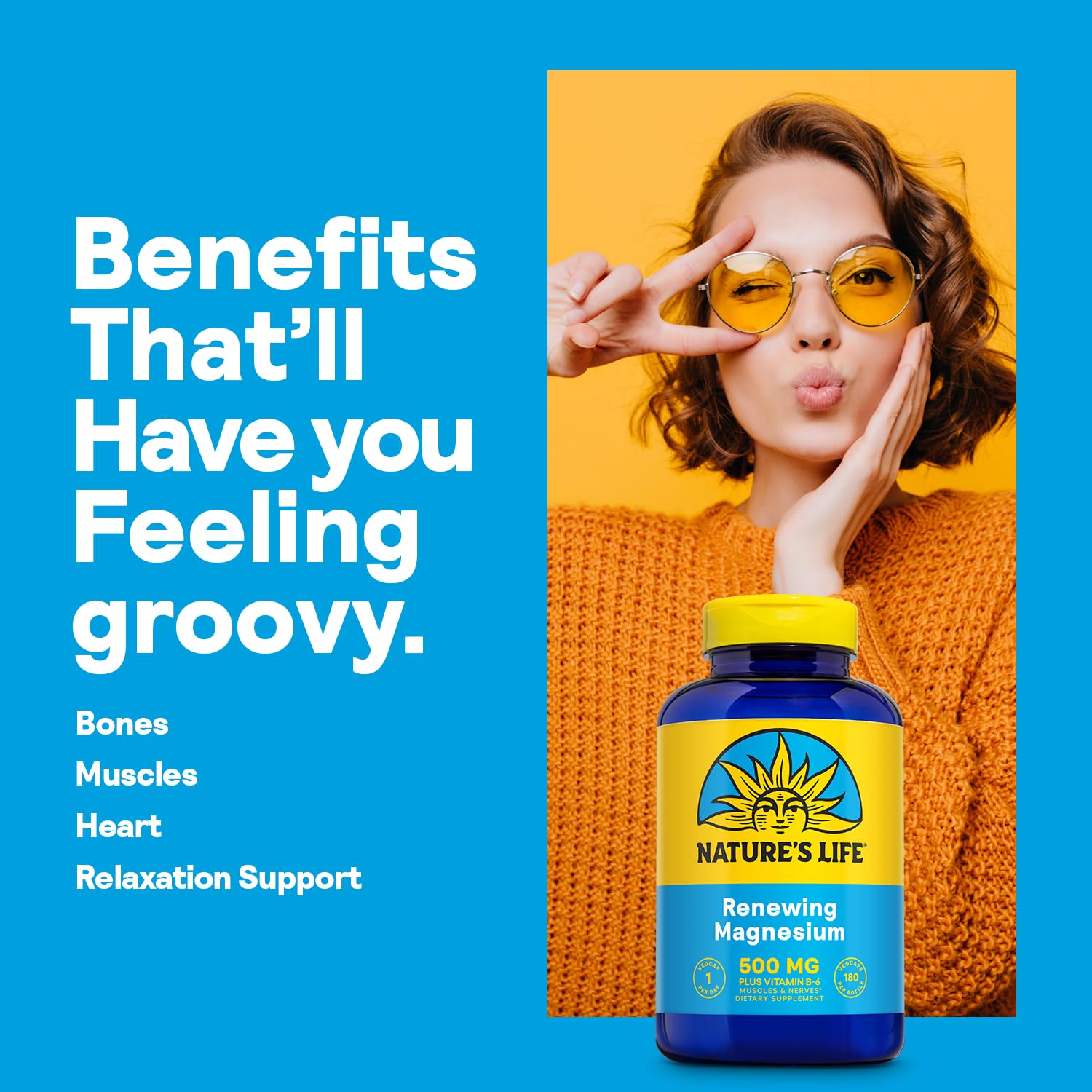 Nature's Life Renewing Magnesium 500 mg – etiquette lisible et contrôle d'identité