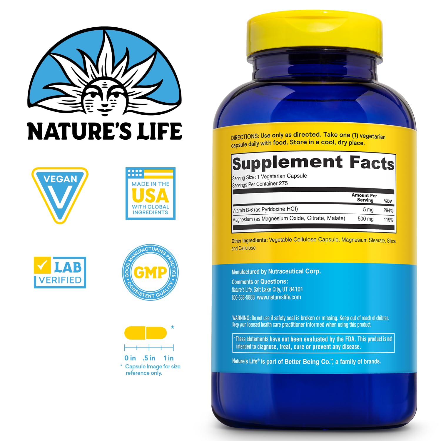 Nature's Life Renewing Magnesium – capsules faciles à avaler pour votre routine quotidienne