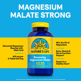 Emballage carton Nature's Life Renewing Magnesium Malate fournit les informations.