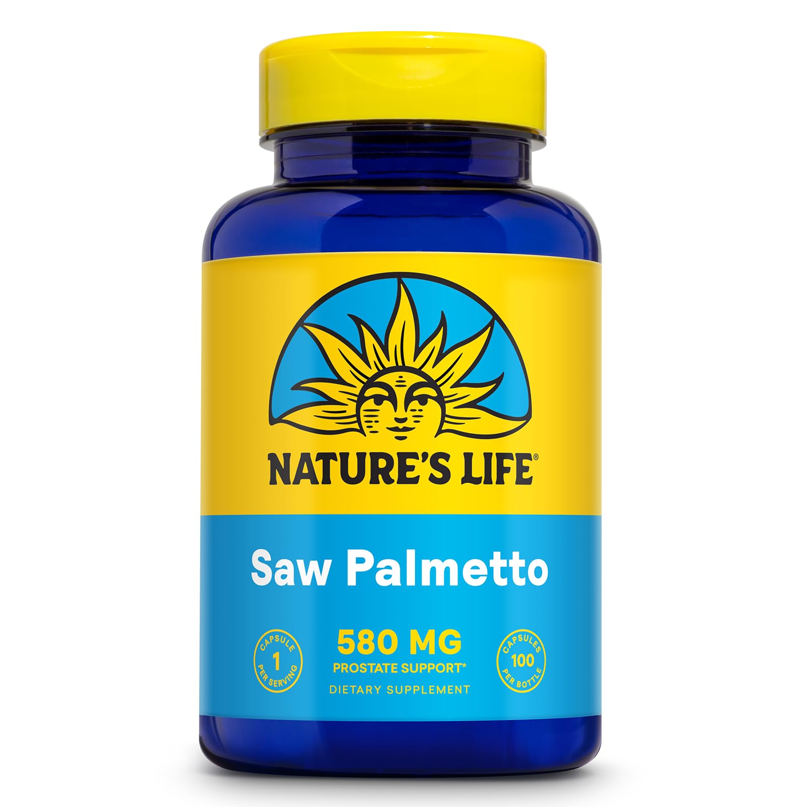 Nature's Life Saw Palmetto pour hommes – bouteille 580 mg, soutien potentiel du quotidien.