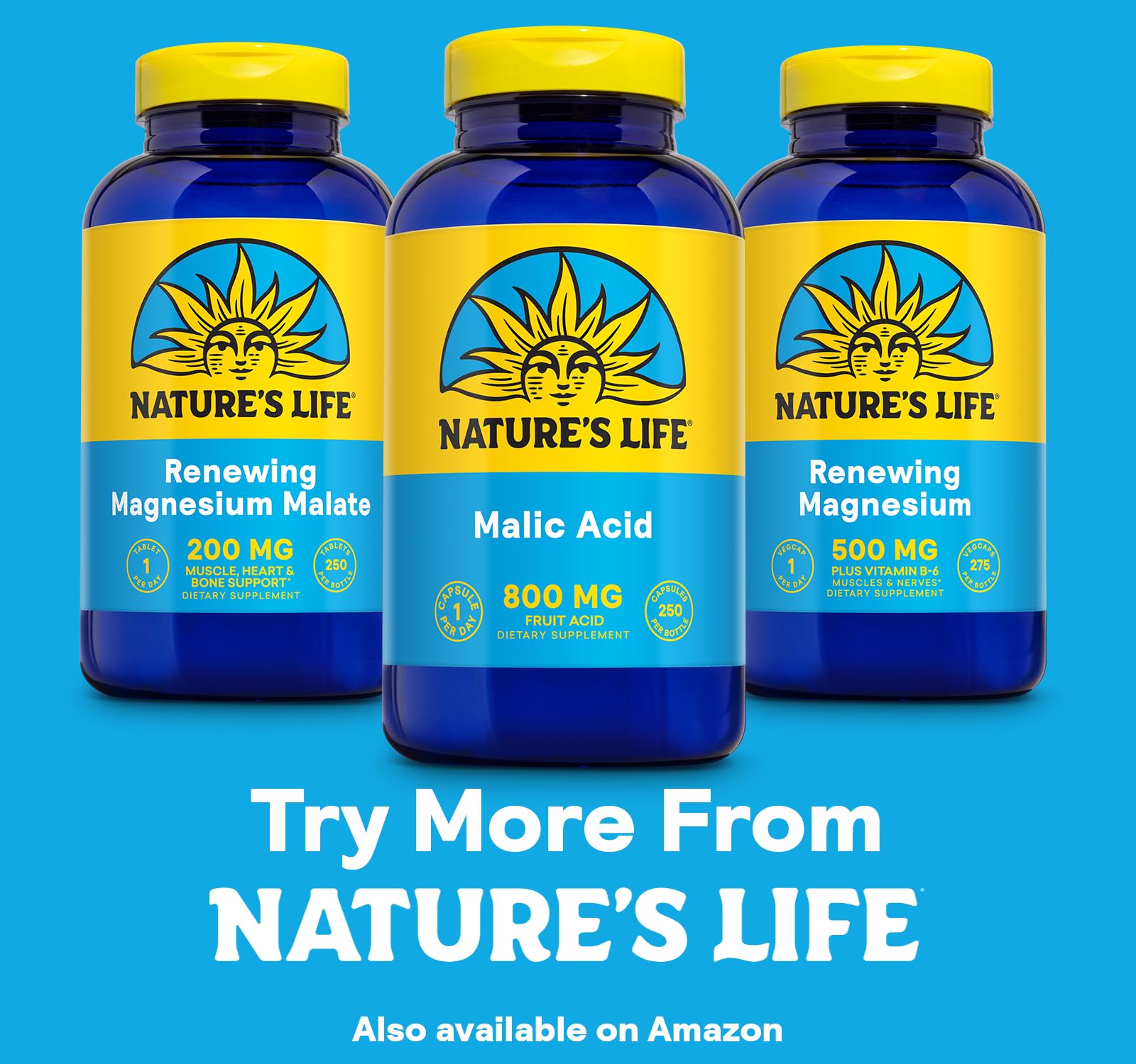 Nature's Life Acide Malique 800 mg — utilisation journalière pour énergie et confort musculaire.
