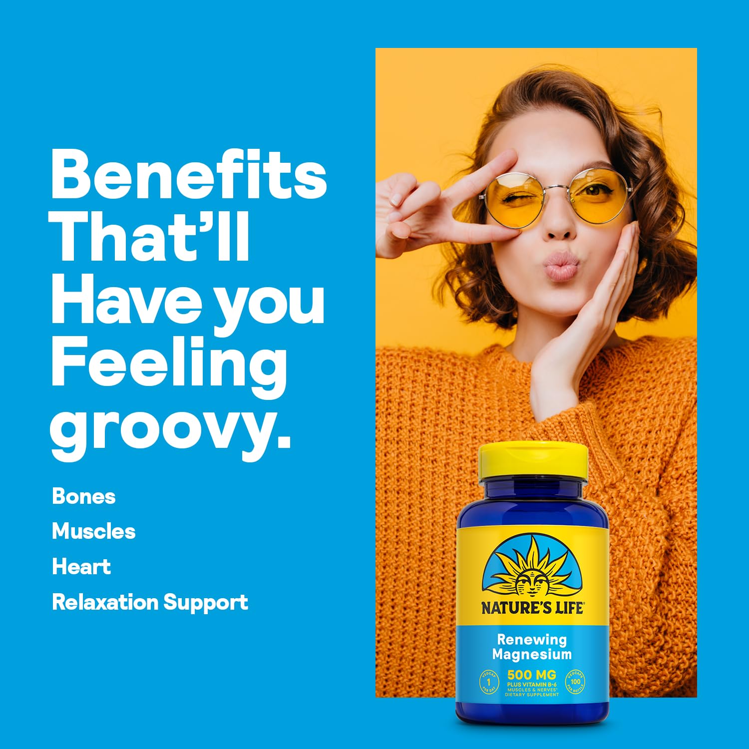 Nature's Life vitamine B6 — capsules visibles, soutien du système nerveux.