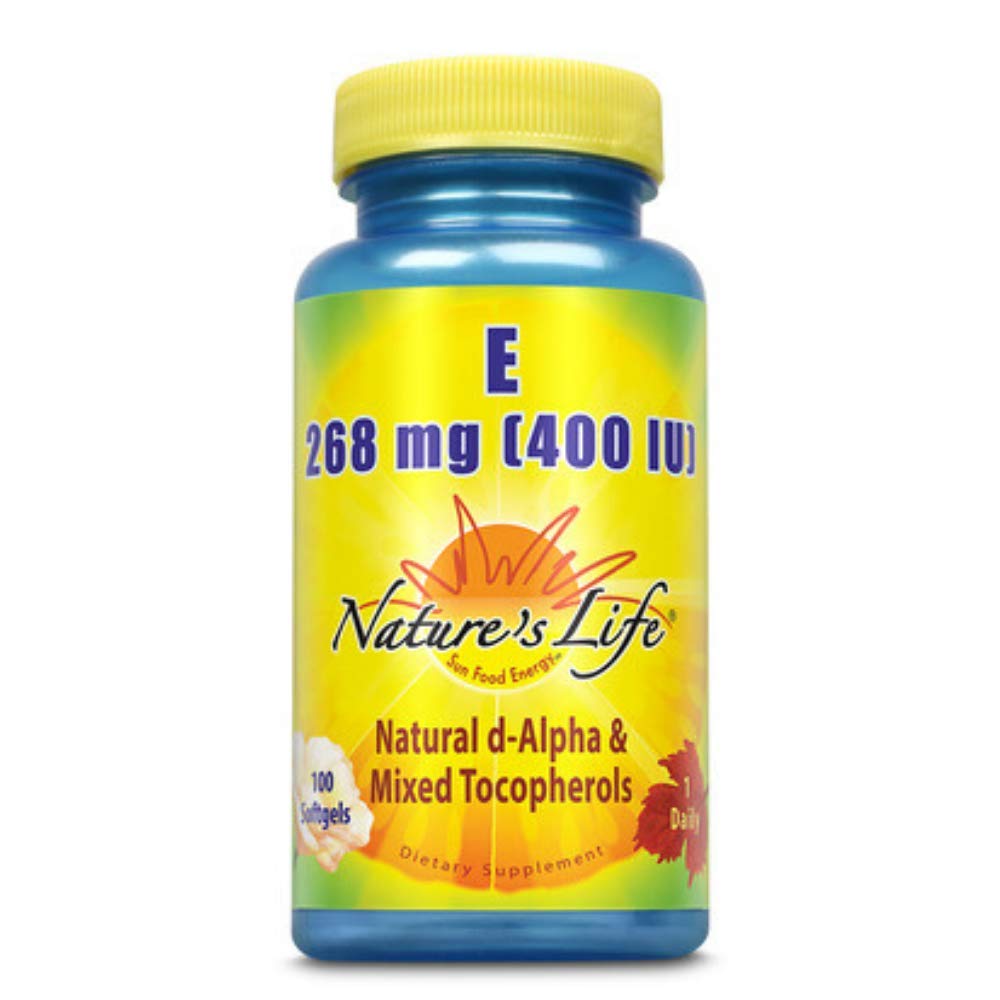 Vitamine E Nature's Life 400 UI en bouteille, antioxydant potentiel pour votre routine bien-être.