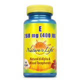 Vitamine E Nature's Life 400 UI en bouteille, antioxydant potentiel pour votre routine bien-être.