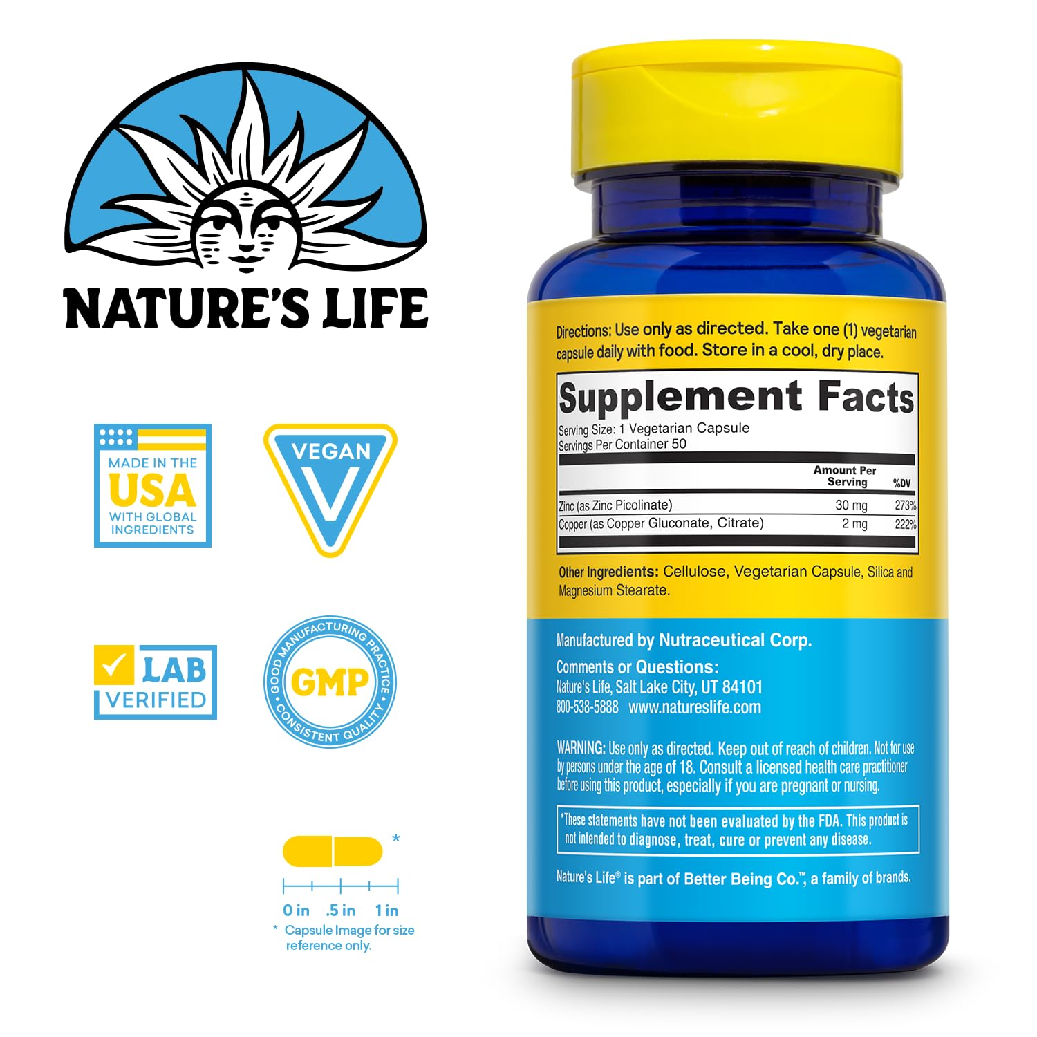 Nature's Life Zinc Picolinate – capsules et absorption optimisée
