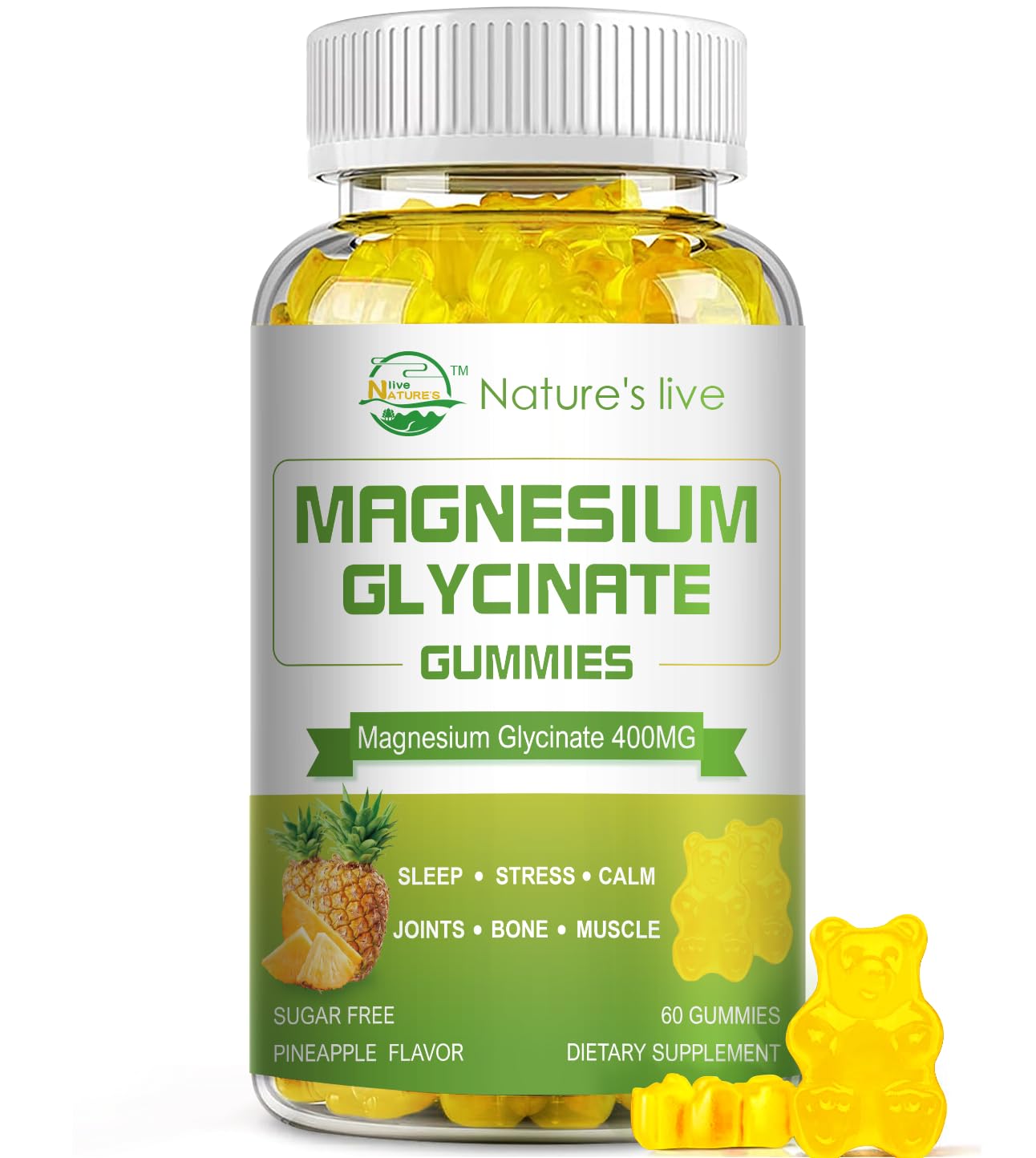 Nature's live gommes magnésium glycinate framboise – flacon pratique