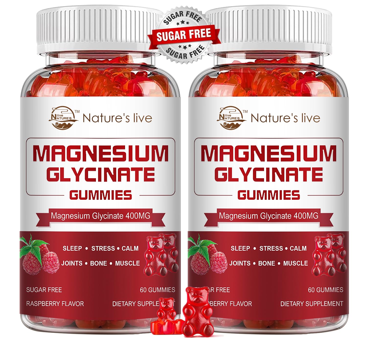 Nature's Live Magnésium Glycinate 400 mg Framboise – soutien relaxation nocturne