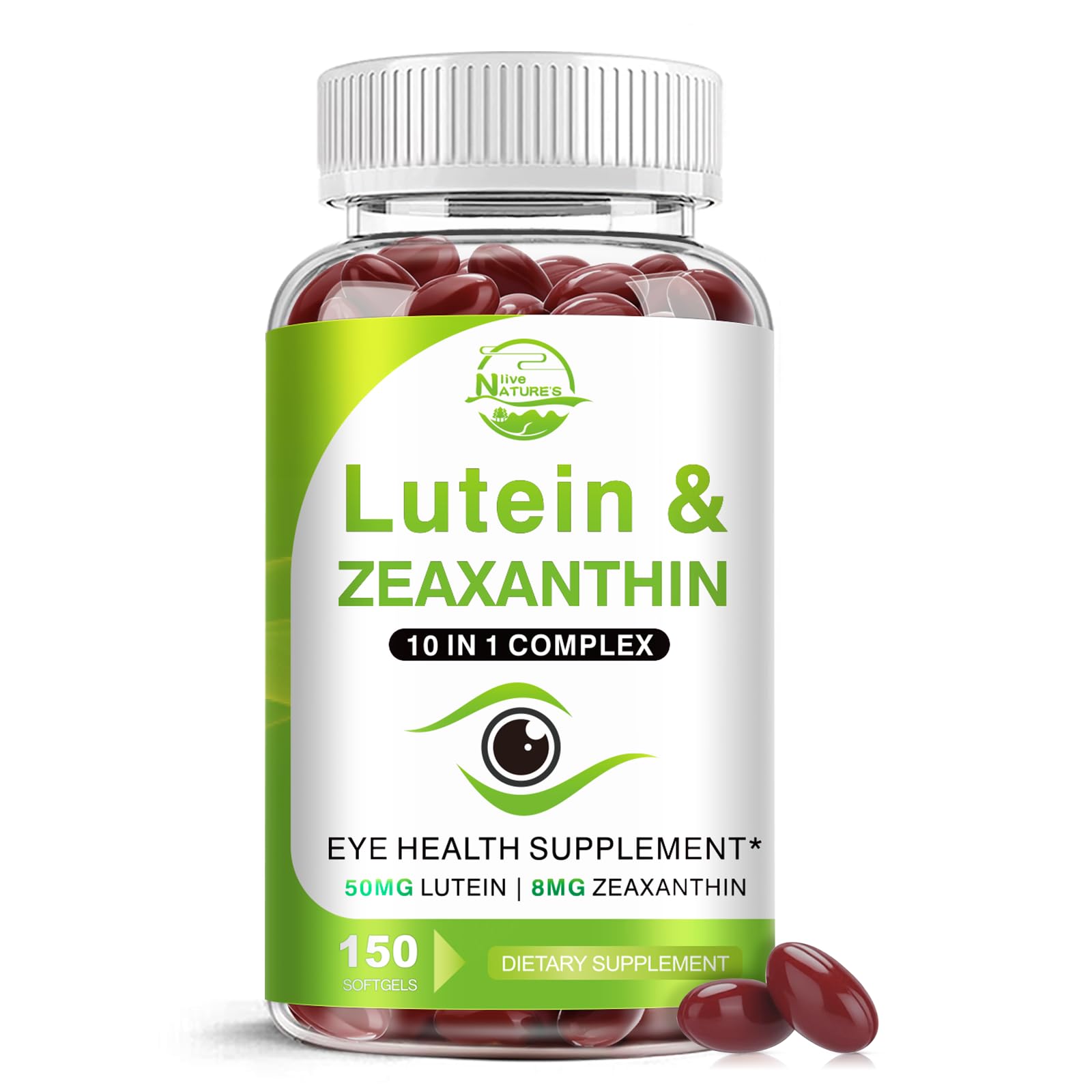 Nature's live Luteine-Zéaxanthine dans une bouteille, soutien potentiel à la vision au quotidien
