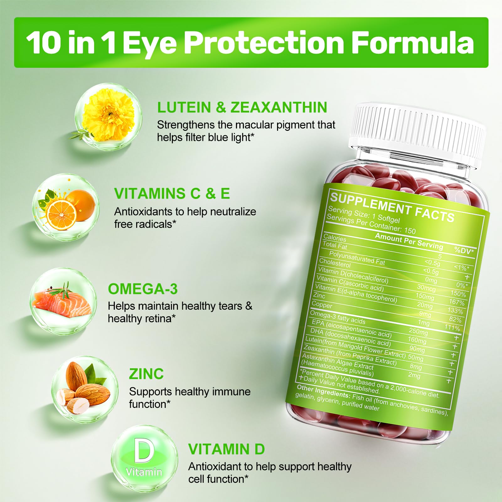 Nature's live Luteine-Zéaxanthine, gélules molles faciles à prendre pour l'écran