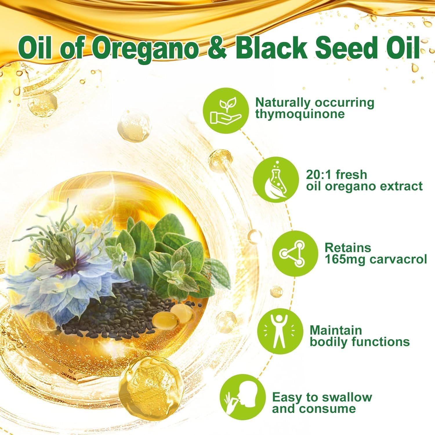 Softgels d'origan Nature's live faciles à avaler