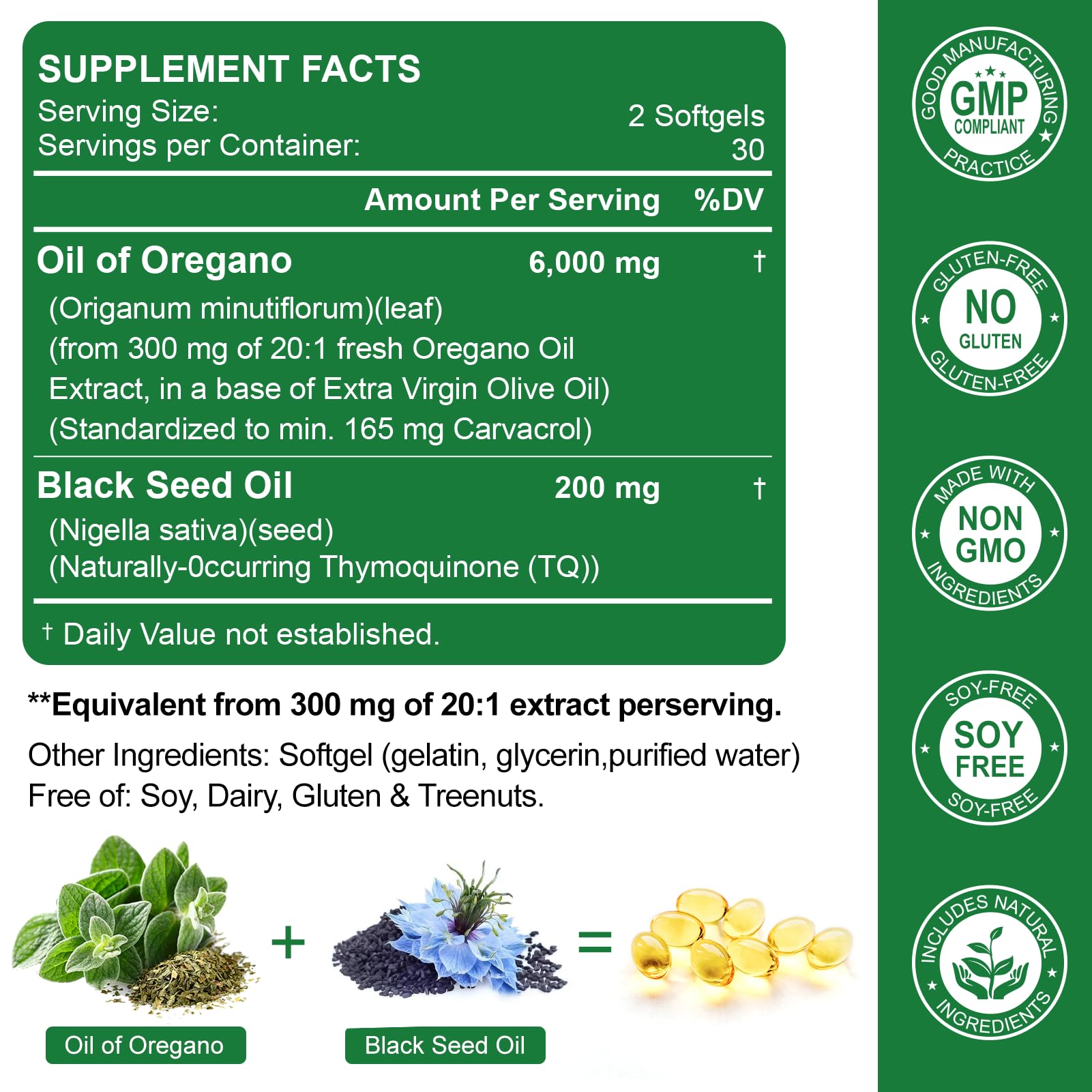 Nature's live usage quotidien huile d'origan: capsules faciles à avaler pour le bien-être.
