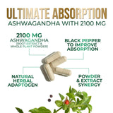 Capsules d'Ashwagandha avec poivre noir pour meilleure absorption.