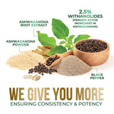 Extrait de racine d'ashwagandha soulignant les antioxydants naturels.