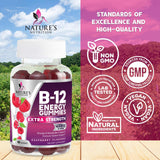 Boîte Nature's Nutrition B12 Énergie ouverte, aperçu du packaging pratique.