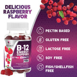 Étiquette Nature's Nutrition B12 Énergie indique Non-OGM et vegan.