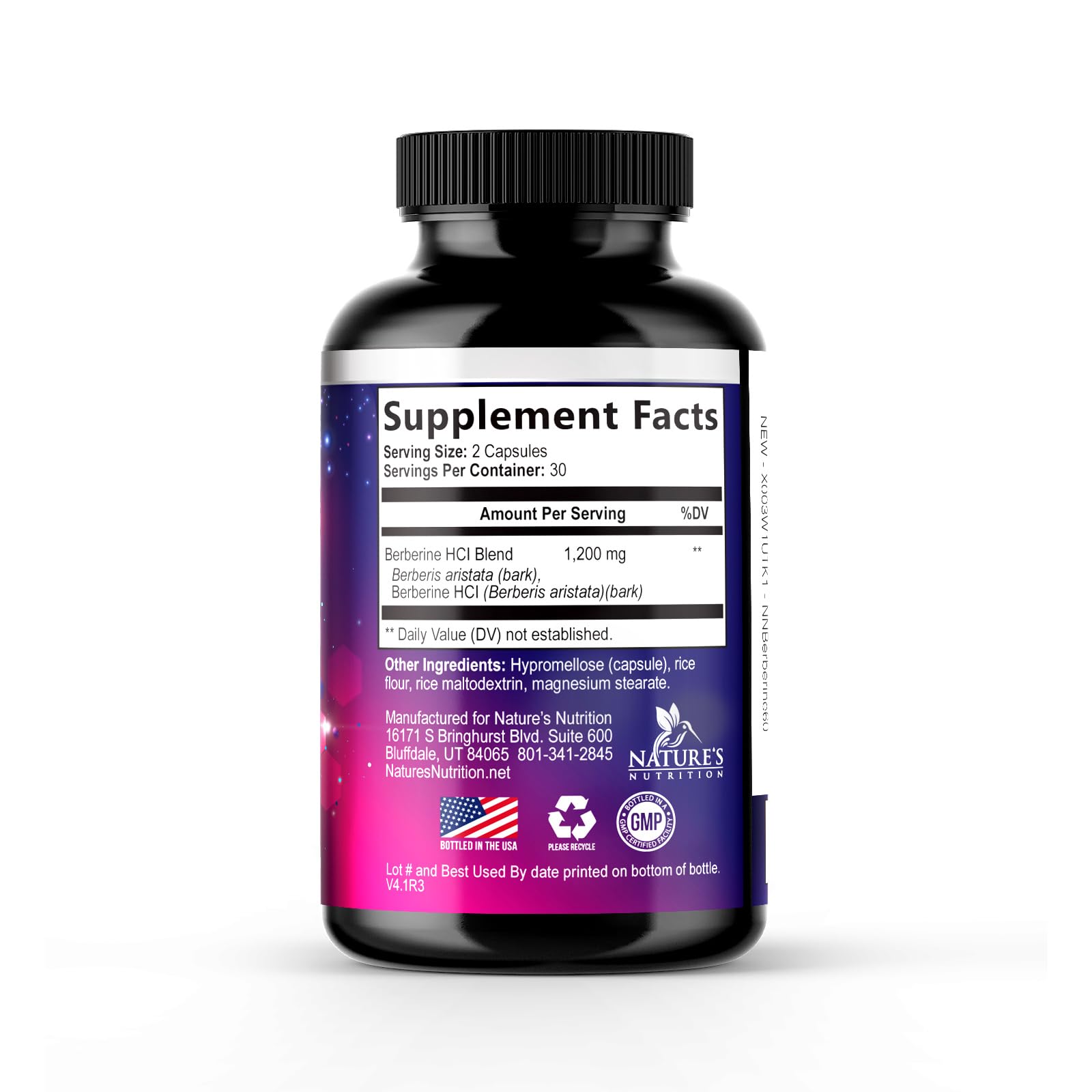 Nature's Nutrition Berberine HCL, qualité et traçabilité garanties