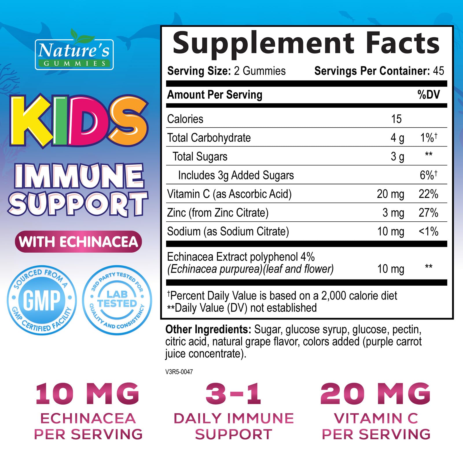 Gommes Immunité Nature's Nutrition en boîte, format pratique