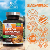 Capsules Nature's Nutrition Cannelle Ceylon, aspect pratique pour l'utilisation quotidienne.