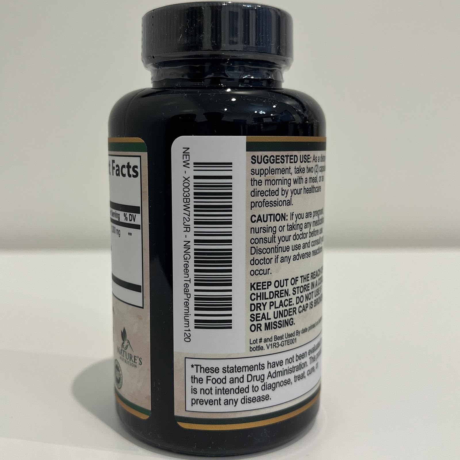Nature's Nutrition : prise quotidienne des capsules thé vert 1000 mg, énergie possible.