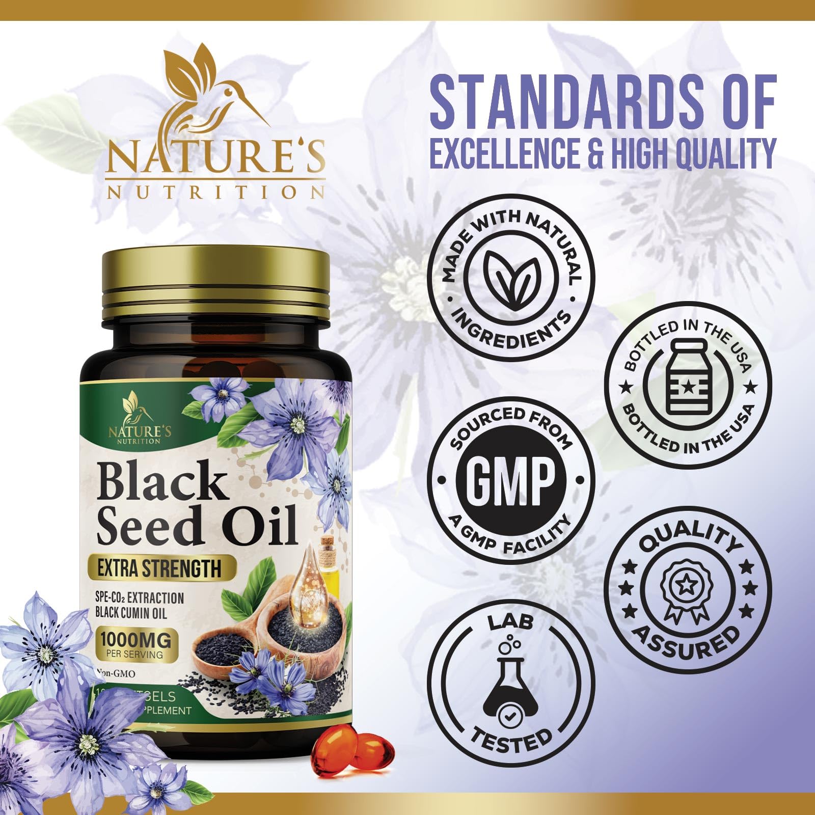 Nature's Nutrition: emballage américain et flacon fiable.