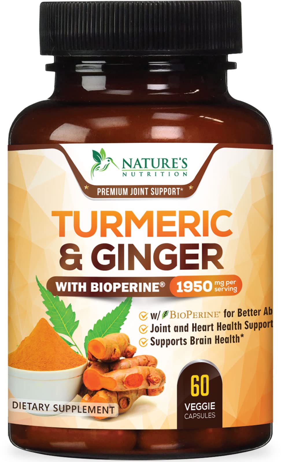 Nature's Nutrition curcuma curcuminoïdes en bouteille 1950mg, prêt à l'emploi