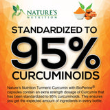 Nature's Nutrition Curcuma Curcuminoïdes, gélules véganes, pratique pour mobilité.
