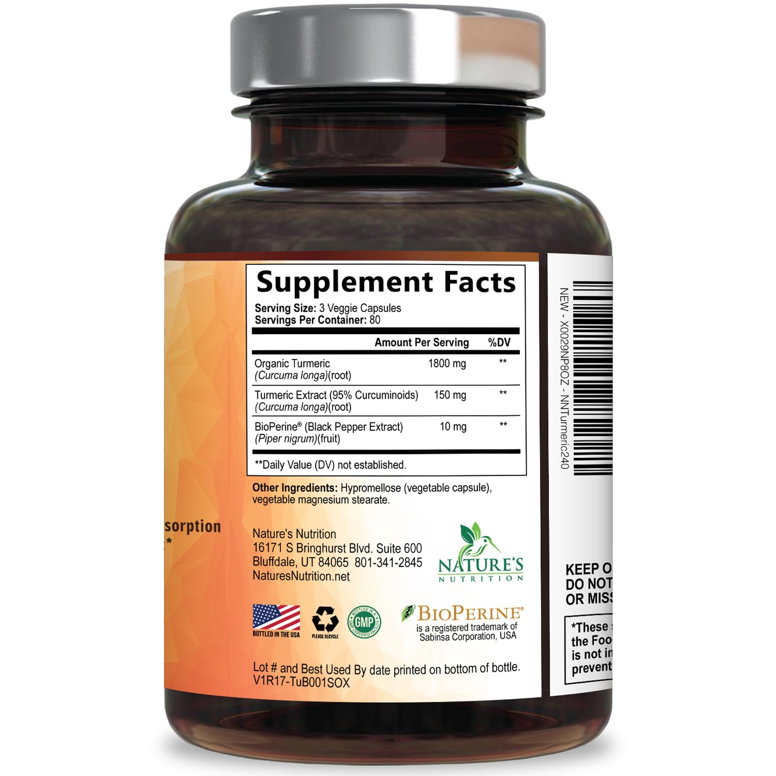 Nature's Nutrition Curcuma Curcuminoïdes - Infographie 1950 mg par dose.