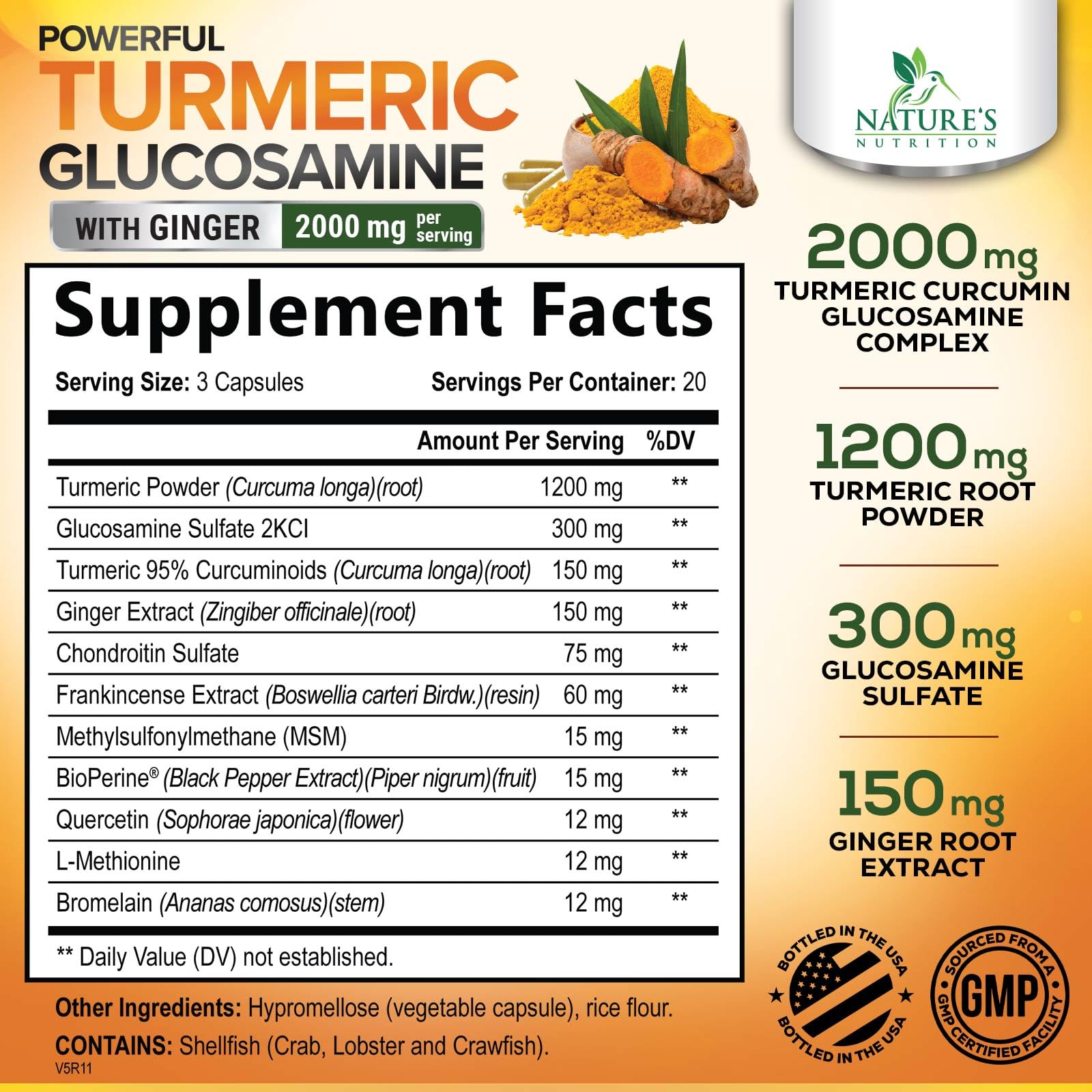 Nature's Nutrition Curcuminoïdes 95% – emballage, efficacité potentielle des actifs