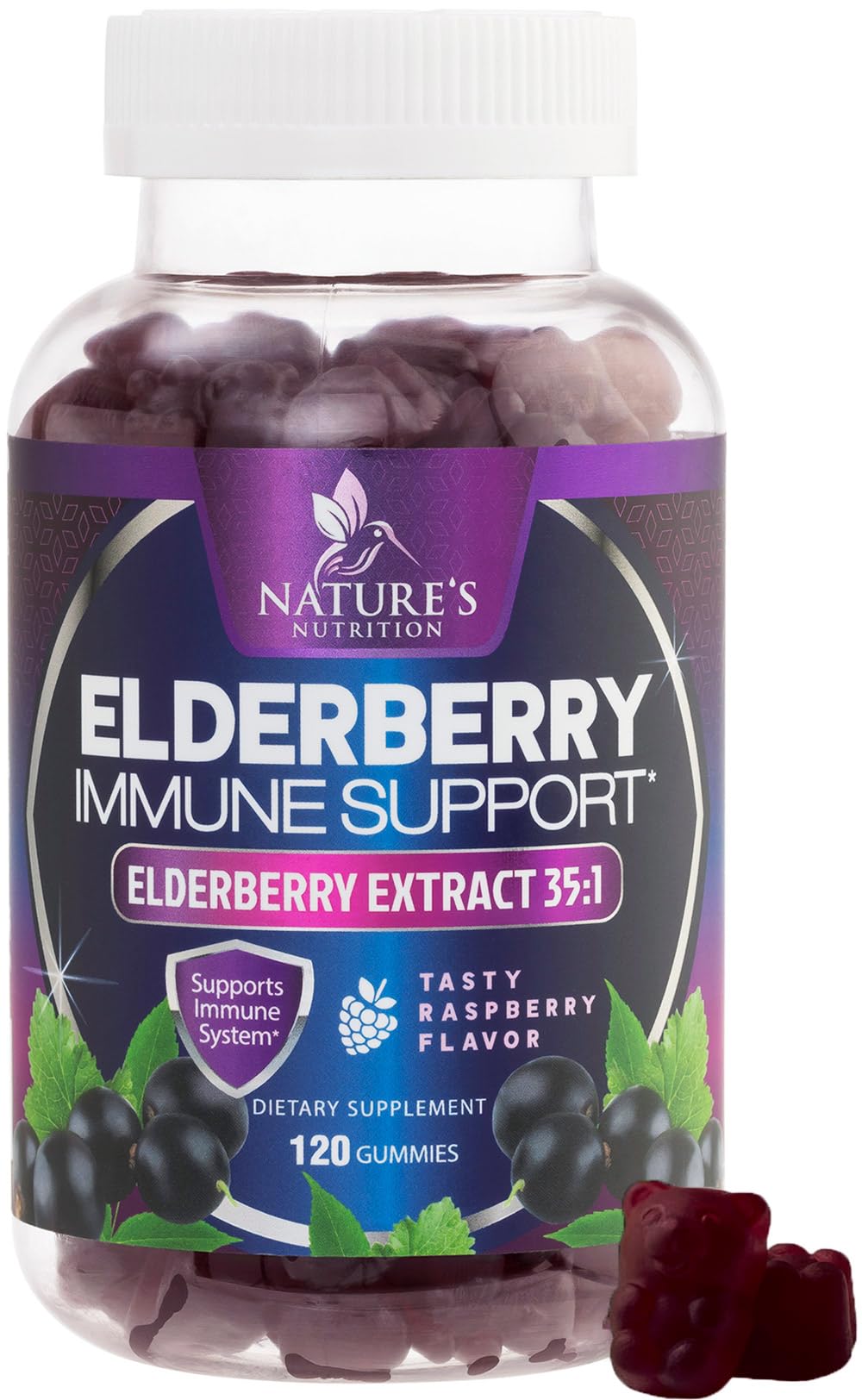 Gommes Nature's Nutrition Sureau Noir, concentration 35:1 pour un soutien quotidien.