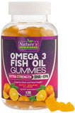 Nature's Nutrition Omega3 gommes, flacon orange, soutien potentiel pour le cœur et le cerveau.