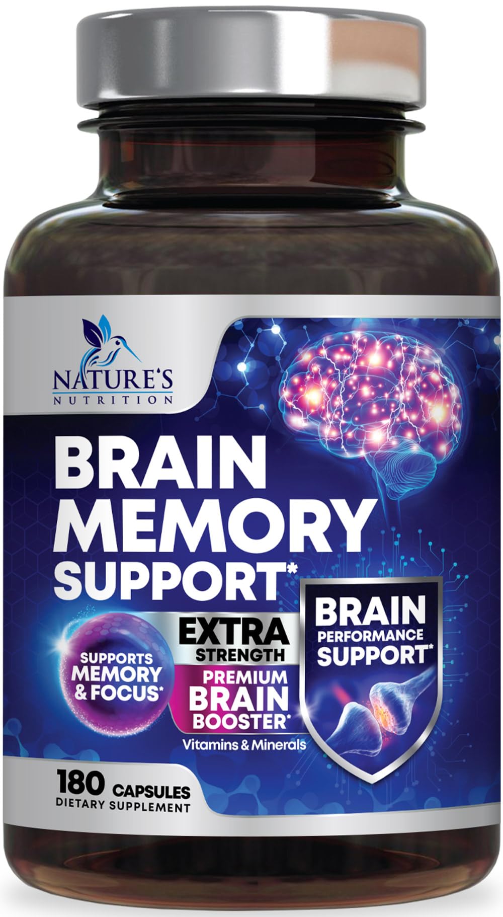 Nature's Nutrition gélules mémoire cerveau pour concentration et clarté
