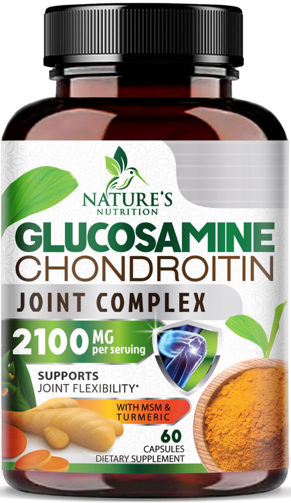 Nature's Nutrition Glucosamine-Chondroïtine-MSM – bouteille pour soutien articulaire et mobilité