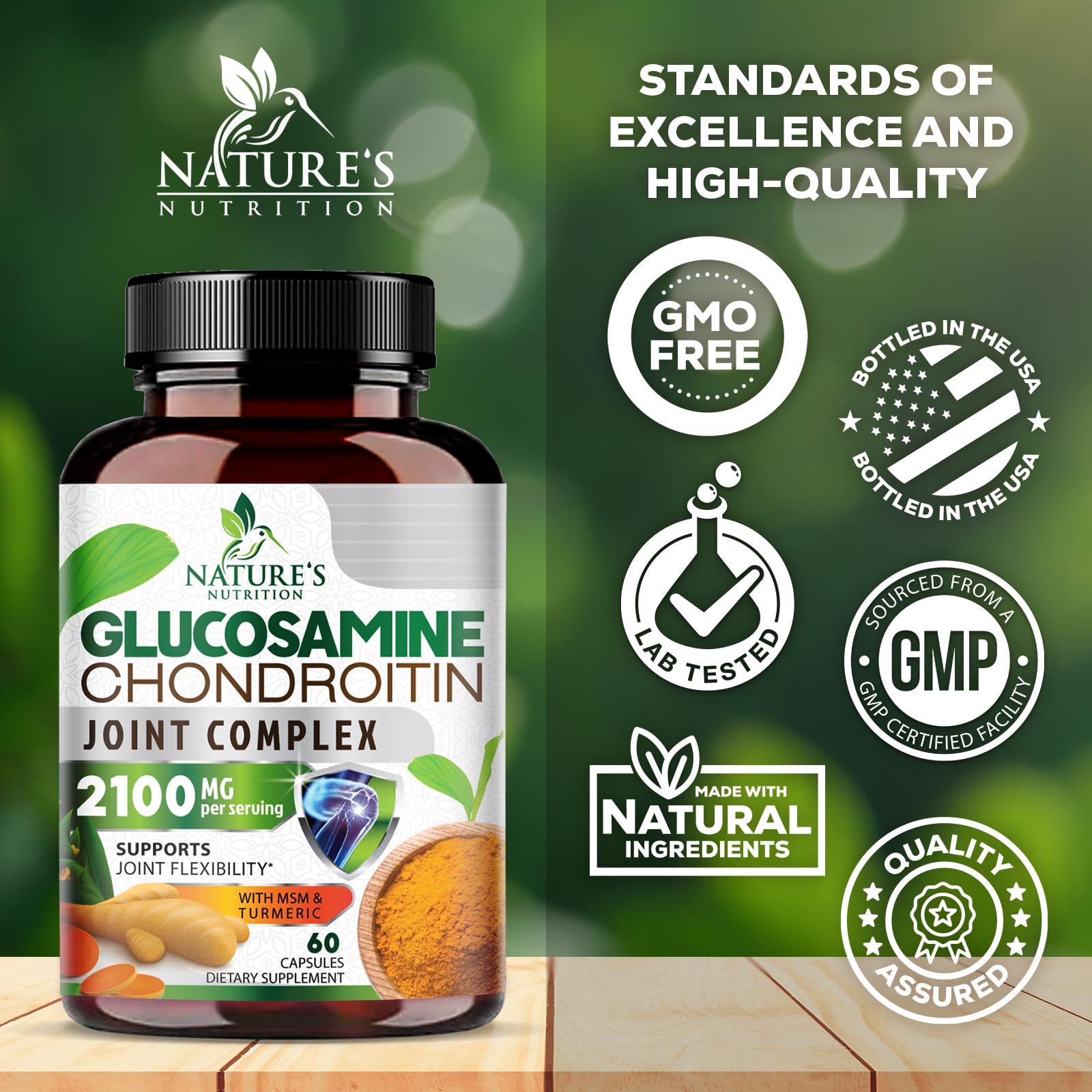 Tableau ingrédients clés Nature's Nutrition Glucosamine-Chondroïtine-MSM