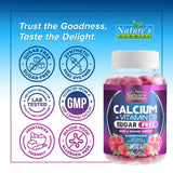 Texture douce des gommes Calcium D3 Nature's Nutrition, facile à mâcher.