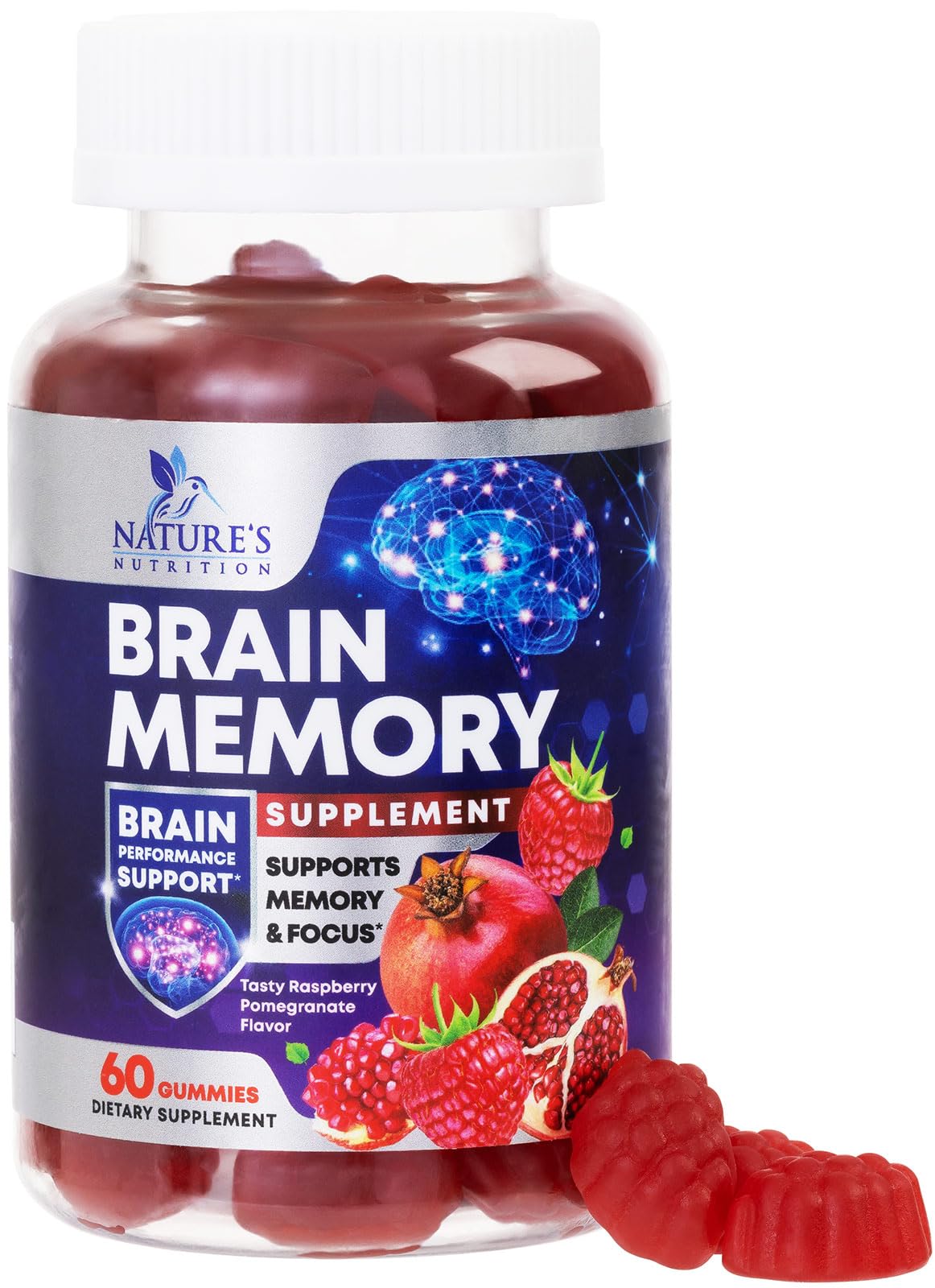 Nature's Nutrition gommes cerveau-memoire: soutien mémoire et clarté au quotidien