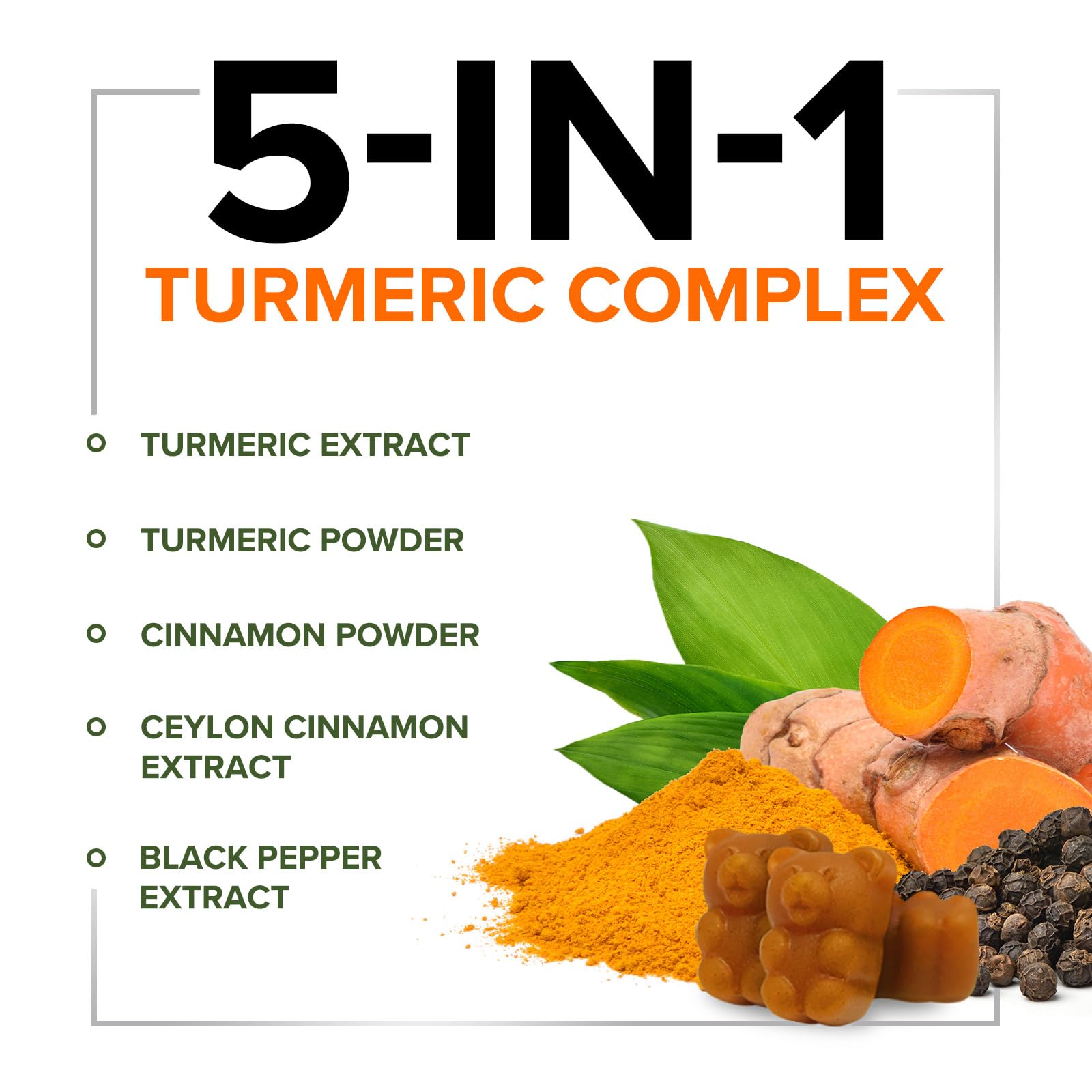 Gomme curcuma poivre noir Nature's Nutrition, absorption améliorée potentielle.