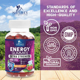 Gommes énergie Nature's Nutrition avec caféine naturelle du thé vert, énergie soutenue