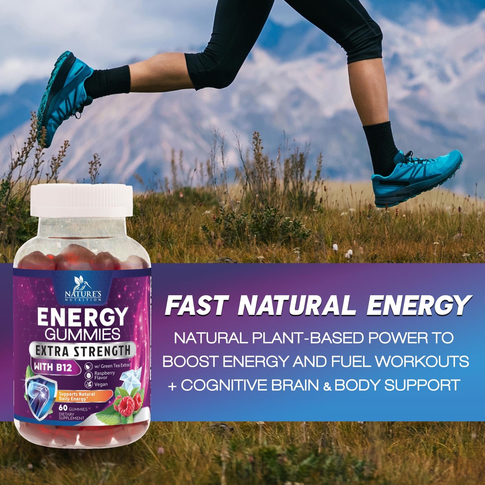 Pour hommes et femmes actifs, gommes énergie Nature's Nutrition lors des journées chargées