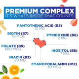 Nature's Nutrition Gums Complexe B bouteille sur table, routine quotidienne pratique.