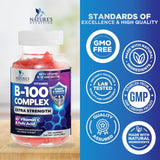 Nature's Nutrition Gums Complexe B prise quotidienne, intégration facile dans le jour.