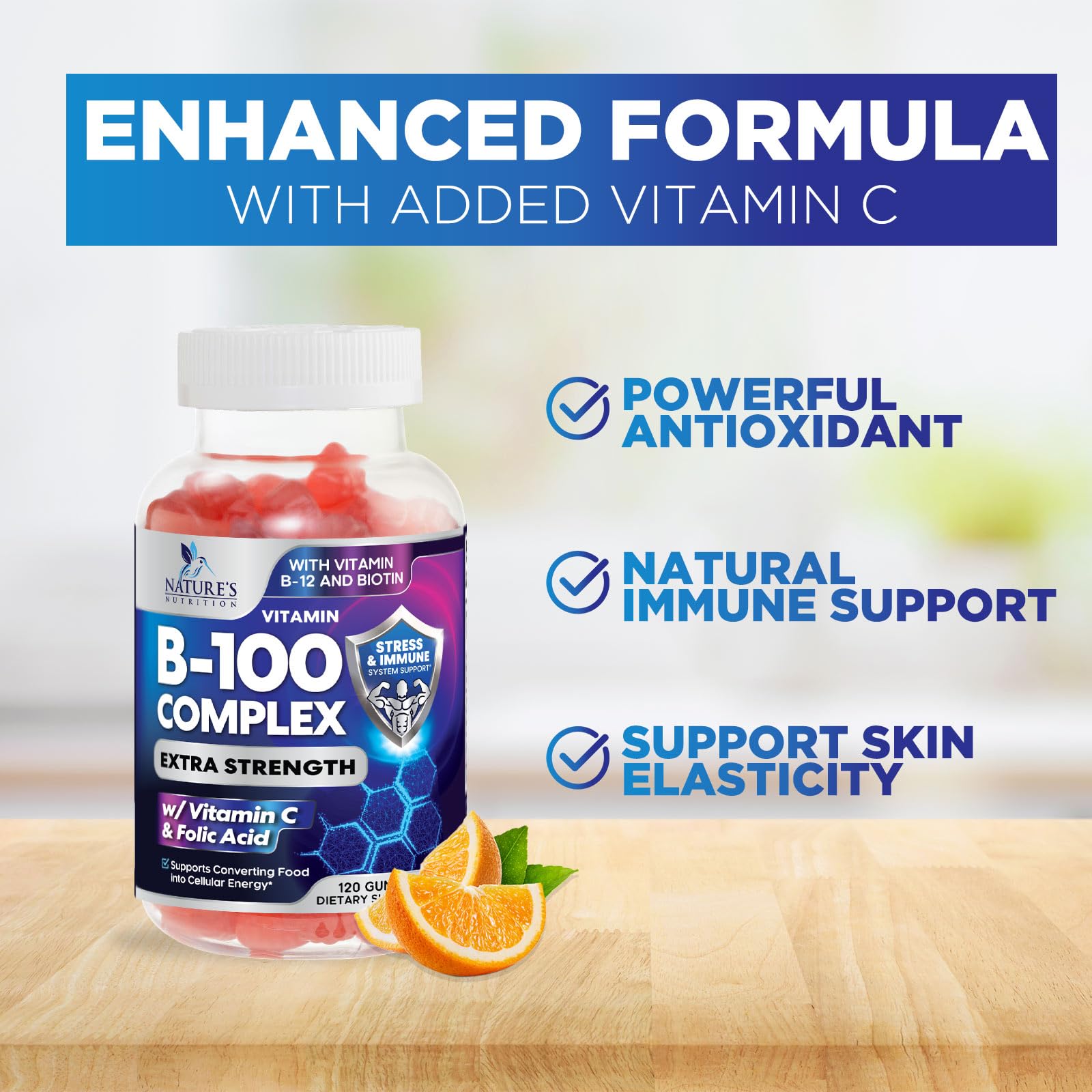 Nature's Nutrition Gums Complexe B vitamines B, contenu riche en B et folate.