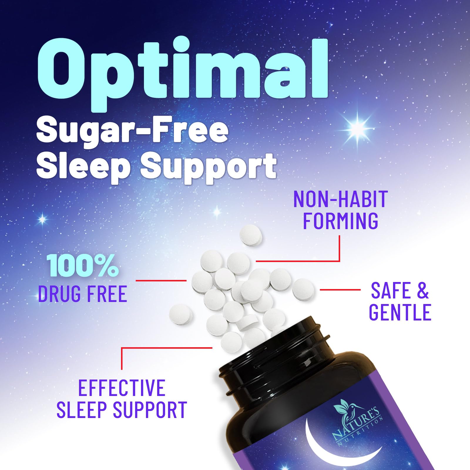 Gommes Nature's Nutrition Mélatonine pour adultes souhaitant un sommeil régulier.