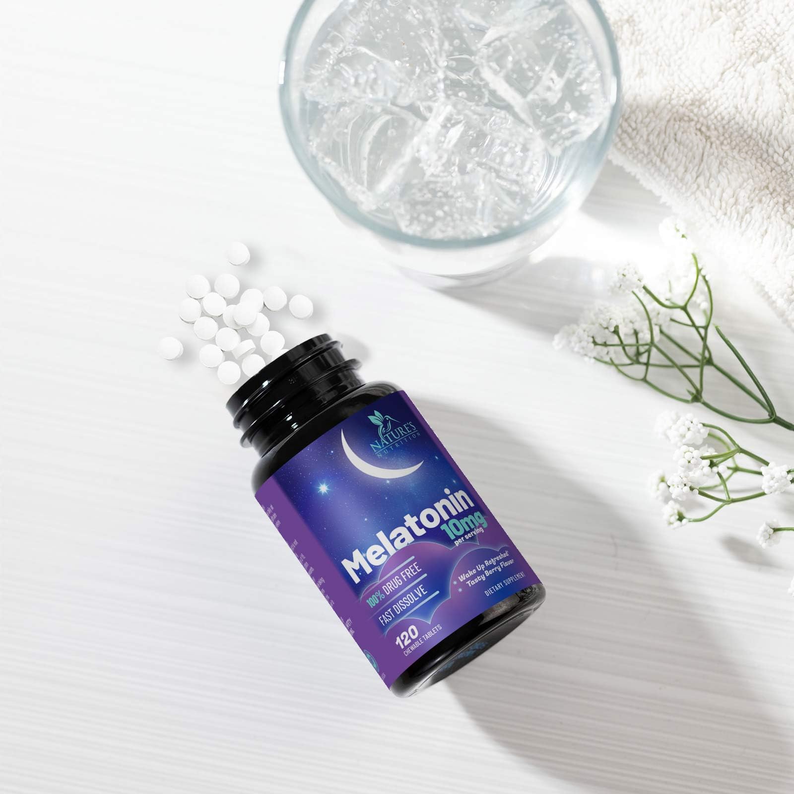 Routine nocturne améliorée avec Nature's Nutrition Mélatonine.