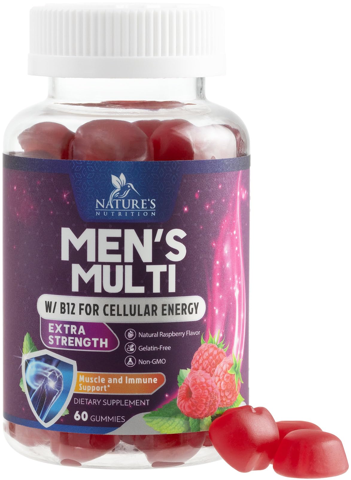 Nature's Nutrition Multivitamine pour homme, bouteille de gommes faciles à prendre